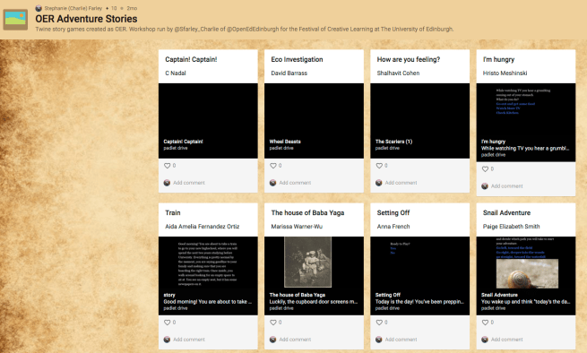 Screenshot of the Padlet page