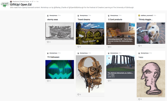 screenshot of the Padlet page